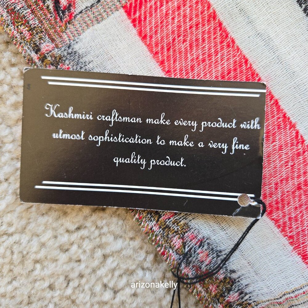 NWT Kashmir Emporio Colorful Wool Shawl Jacquard Scarf *FLAW* - Picture 11 of 16